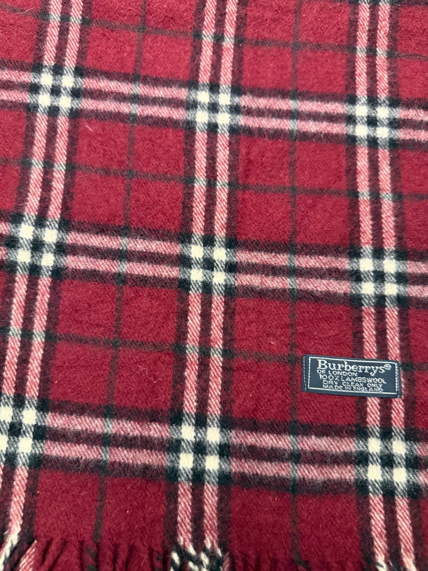 Burberry Schal 100% Lammwolle Vintage – Rot