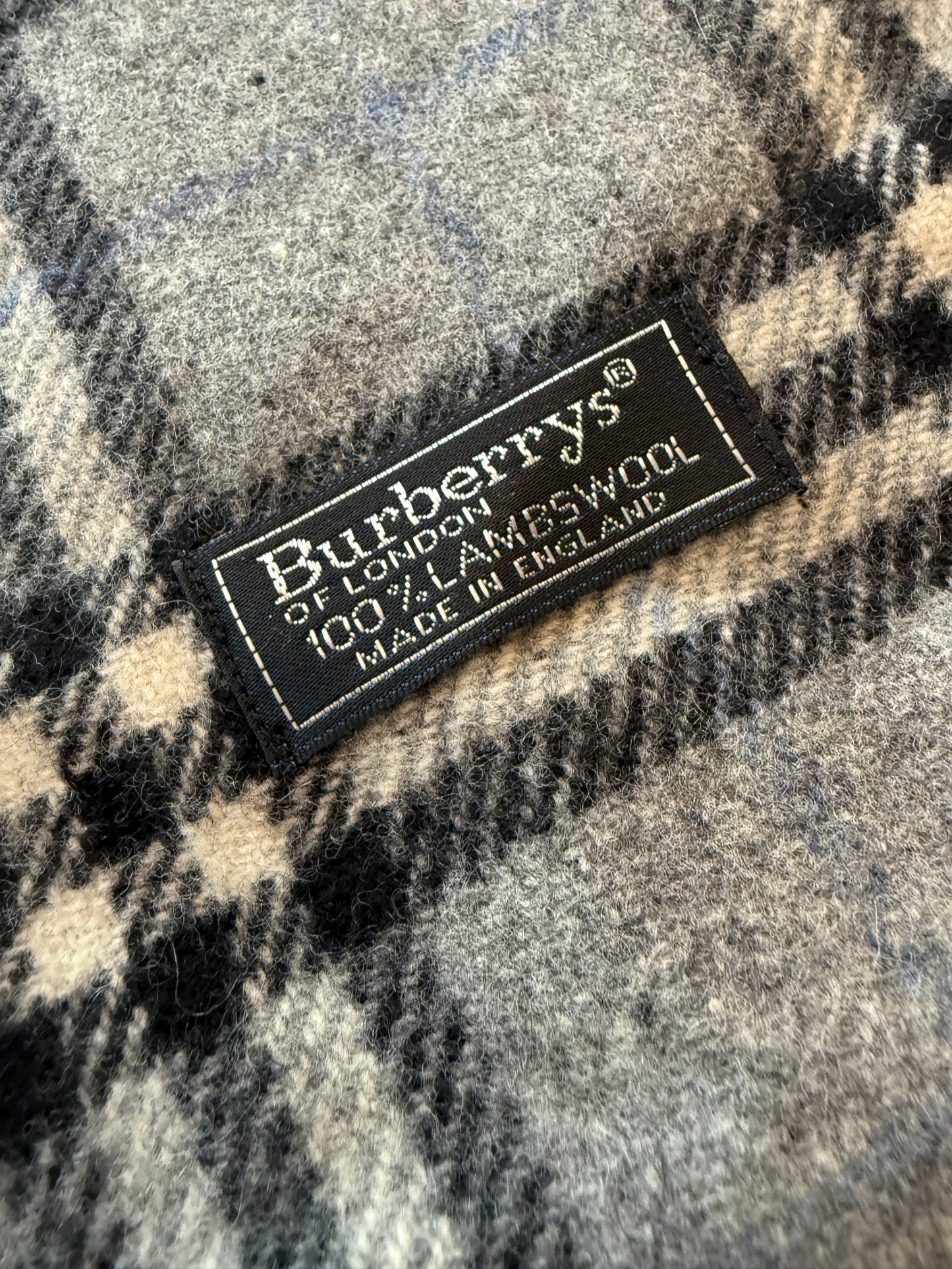 Burberry Schal 100% Lammwolle Vintage – Grau