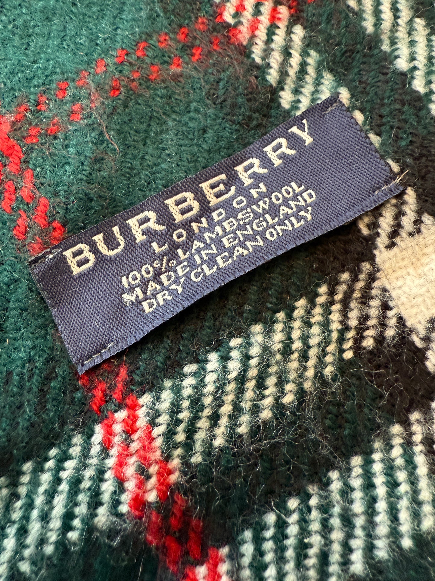 Burberry Schal 100% Lammwolle Vintage – Dunkelgrün