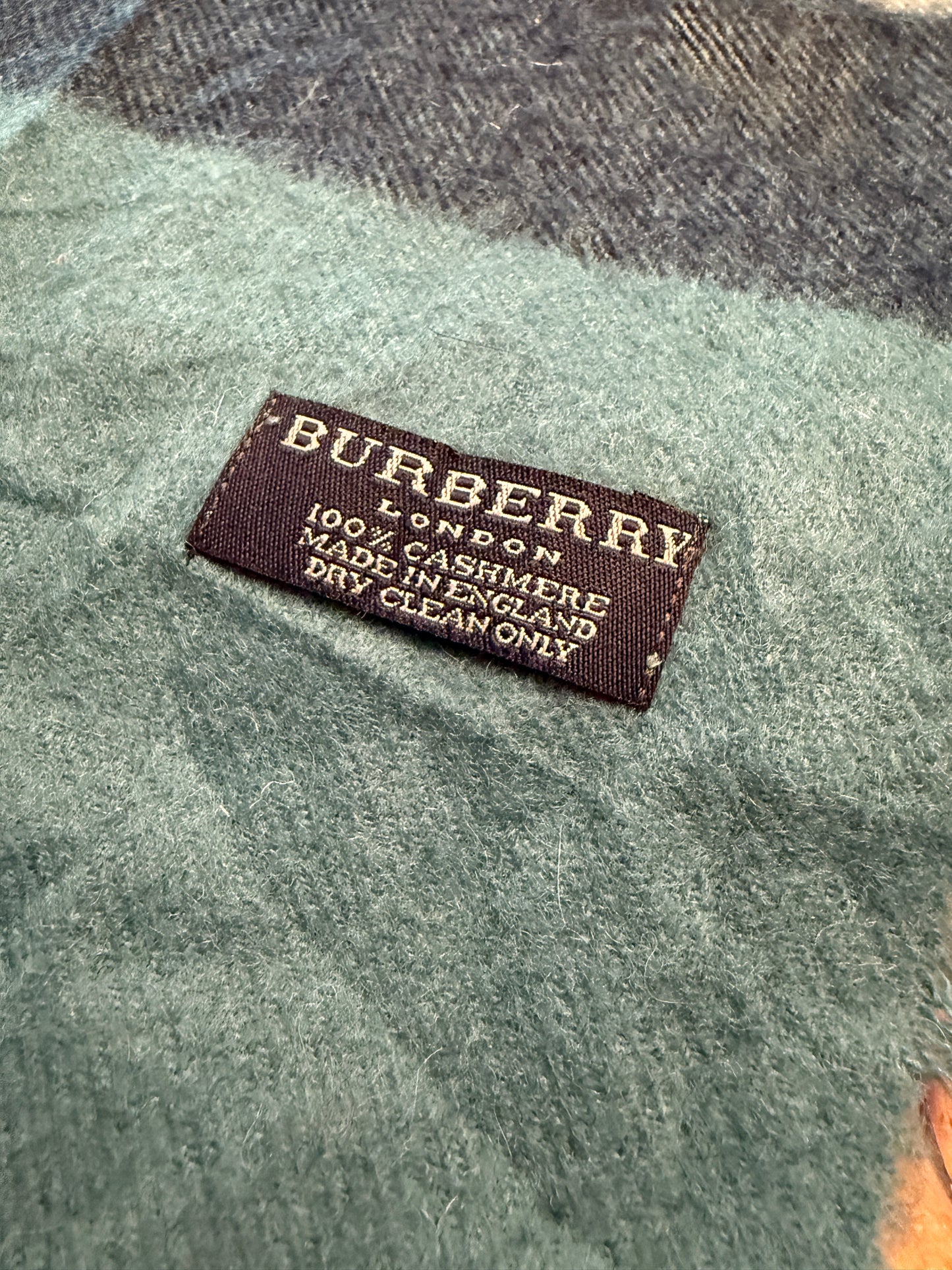 Burberry Schal 100% Kaschmir Vintage – Türkis / Dunkelblau / Hellblau