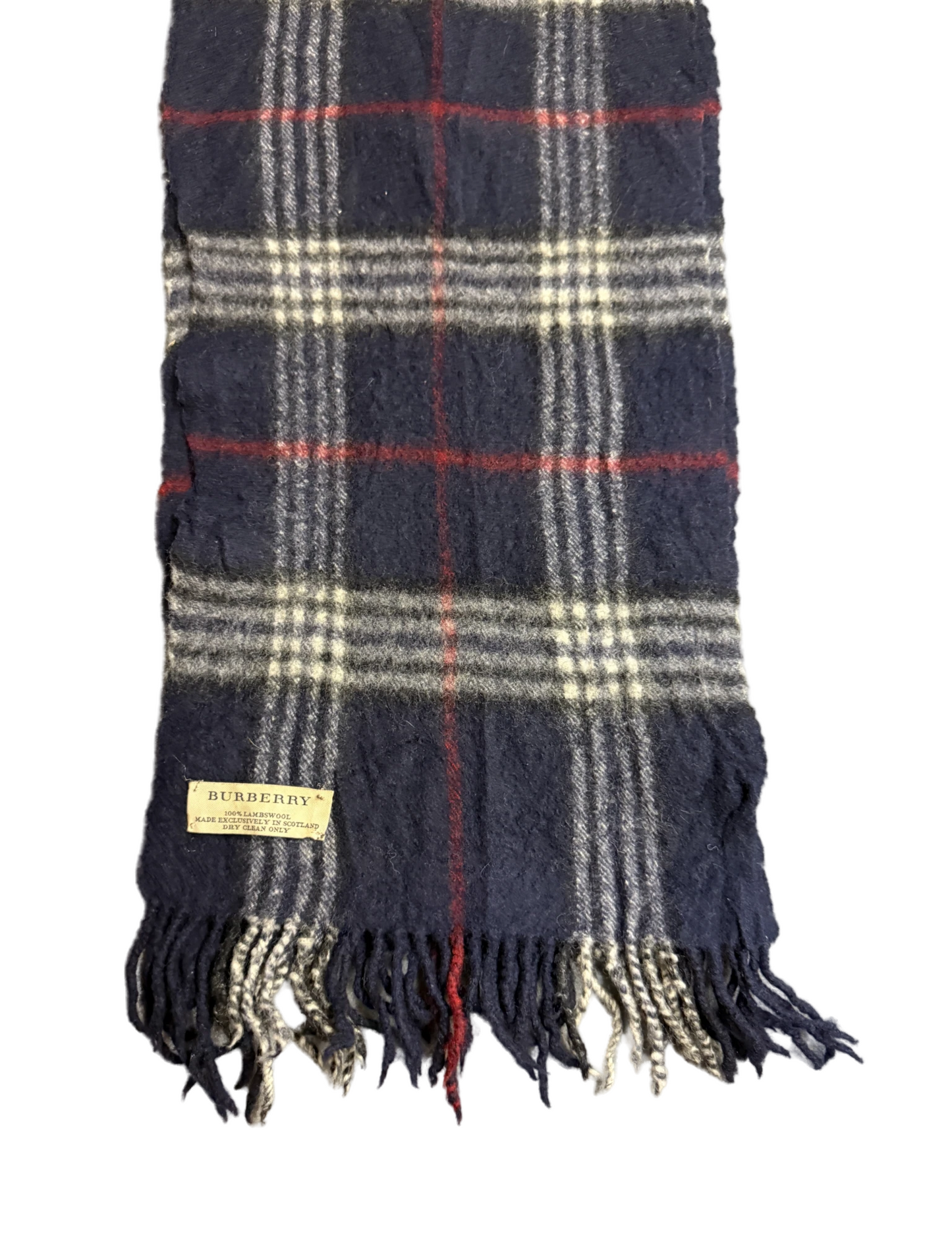 Burberry Schal 100% Lammwolle Vintage – Blau/Weiß