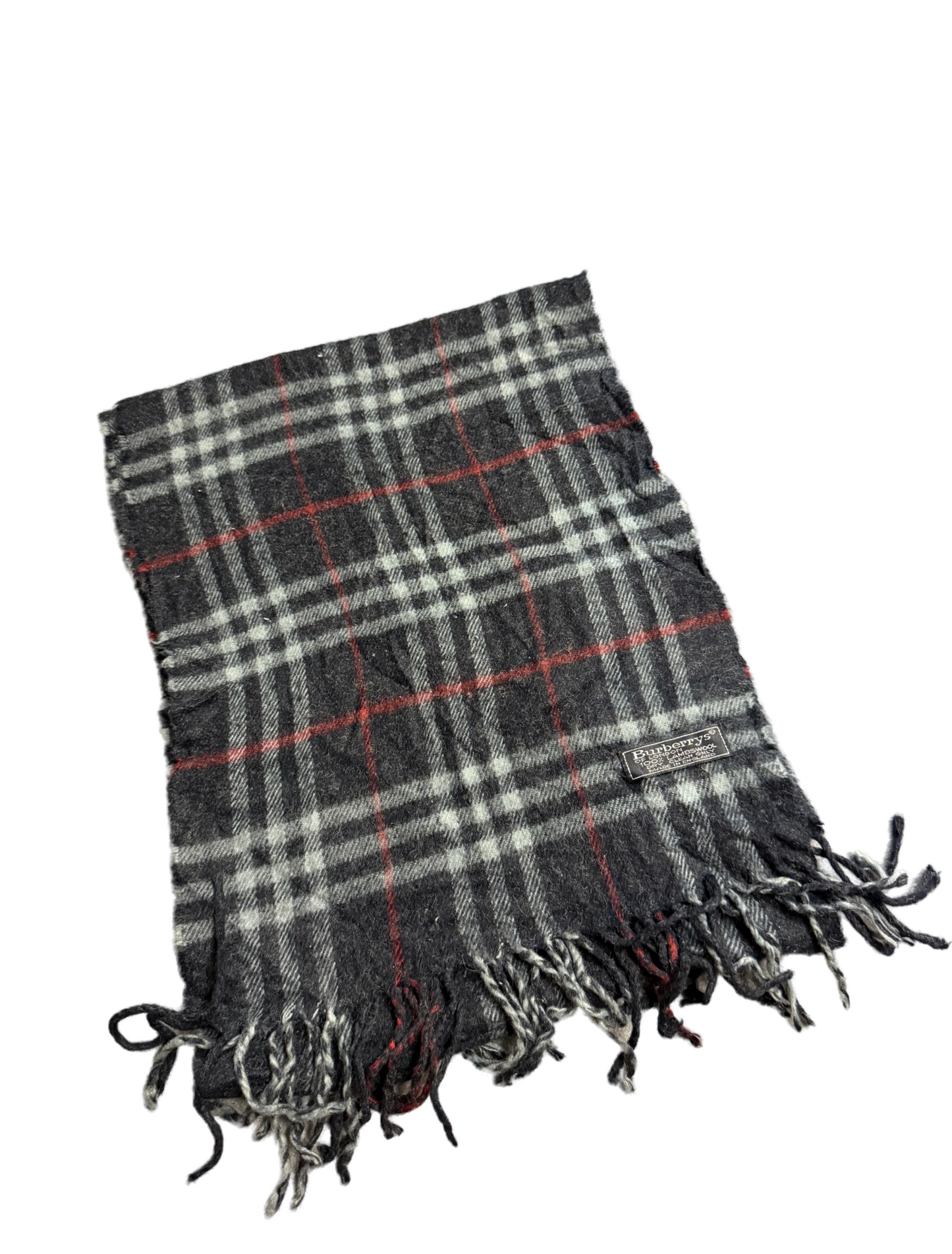 Burberry Schal 100% Lammwolle Vintage – Grau