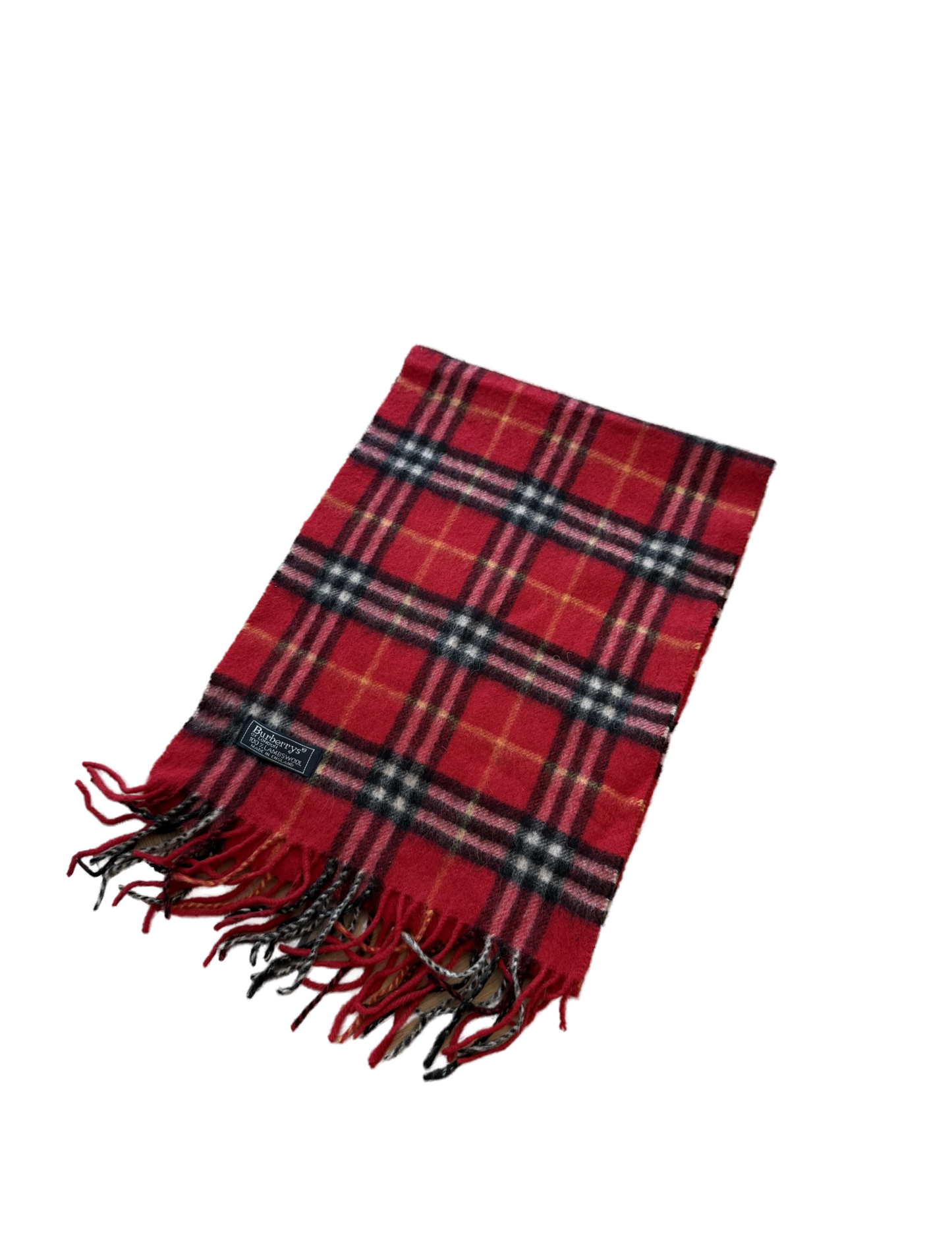 Burberry Schal 100% Lammwolle Vintage – Rot