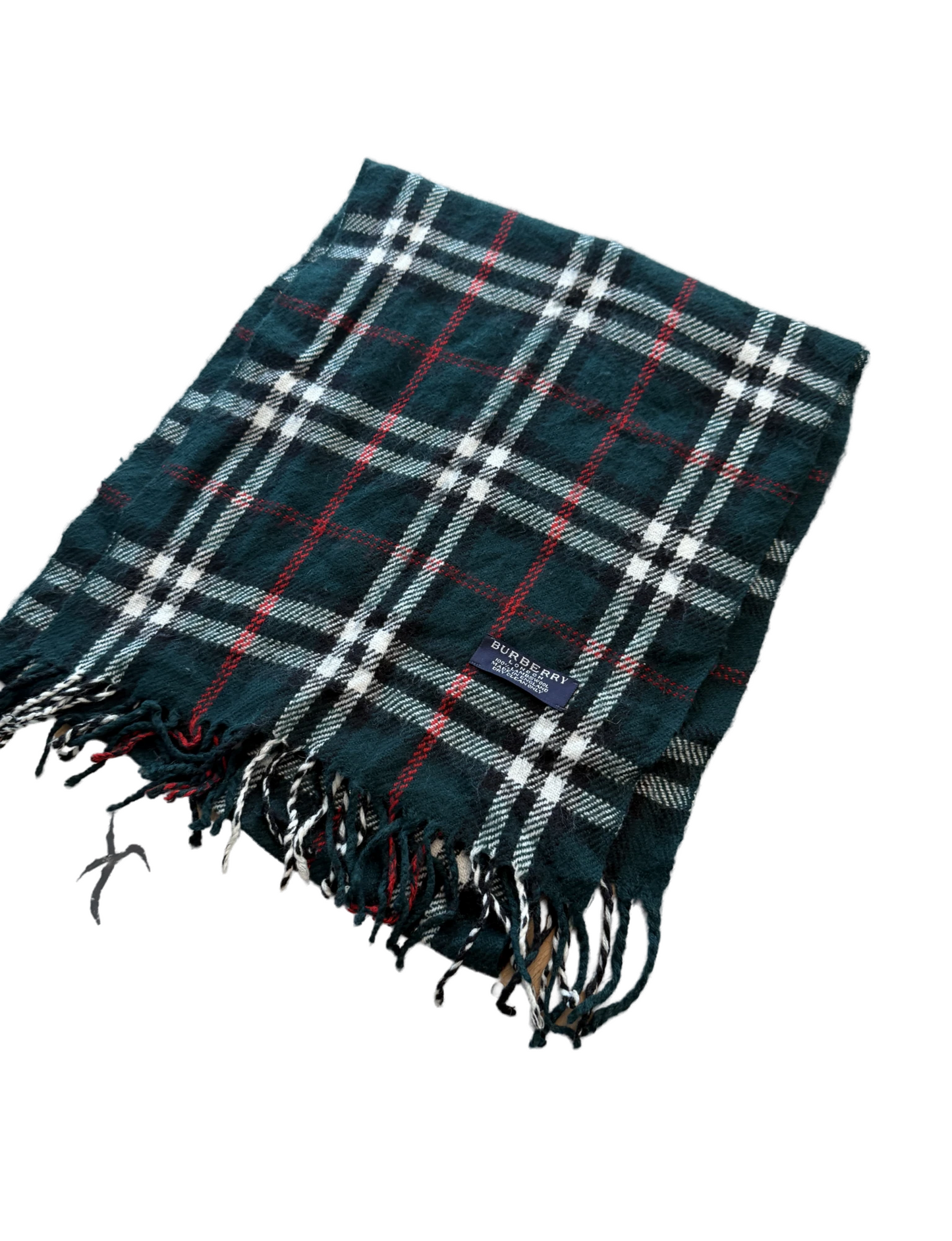 Burberry Schal 100% Lammwolle Vintage – Dunkelgrün