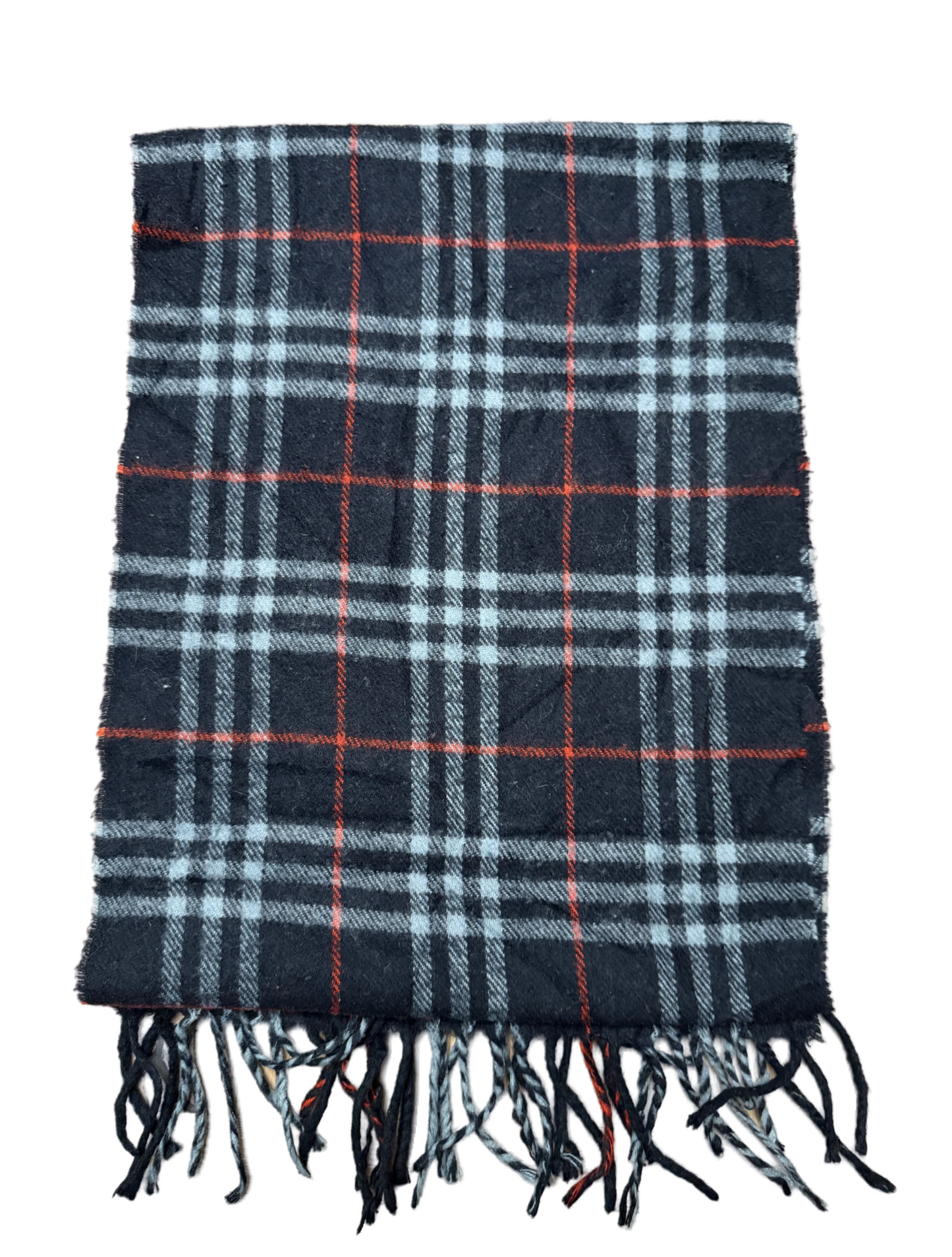 Burberry Schal 100% Lammwolle Vintage – Blau / Weiß / Rot