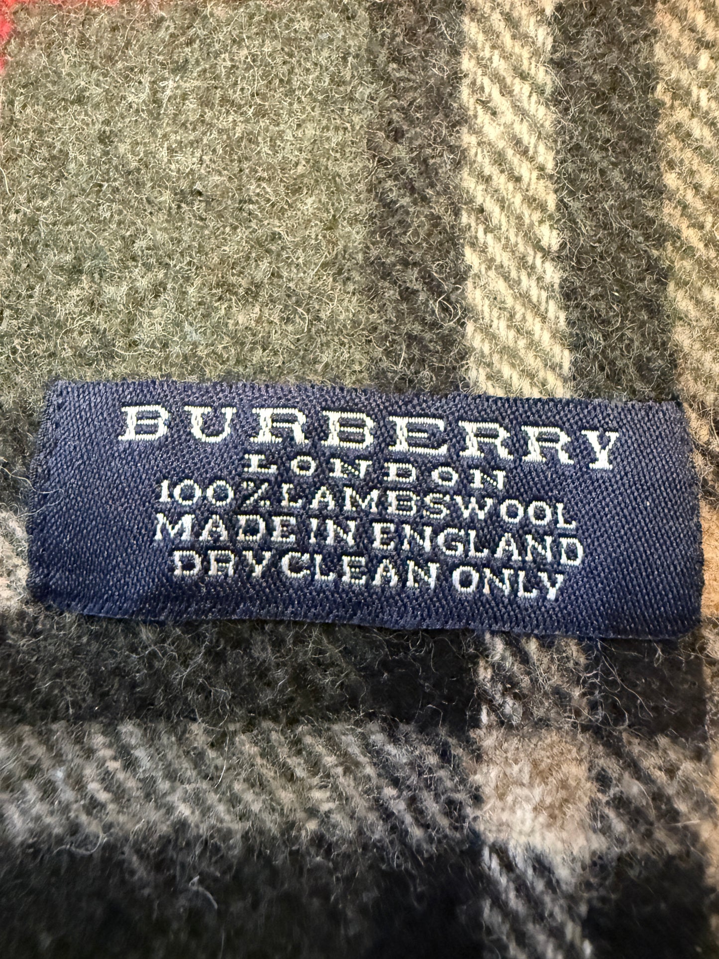 Burberry Schal 100% Lammwolle Vintage – Grün/Grau