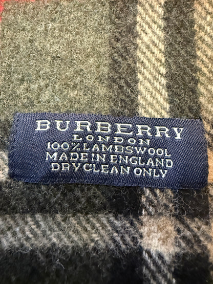 Burberry Schal 100% Lammwolle Vintage – Grün/Grau