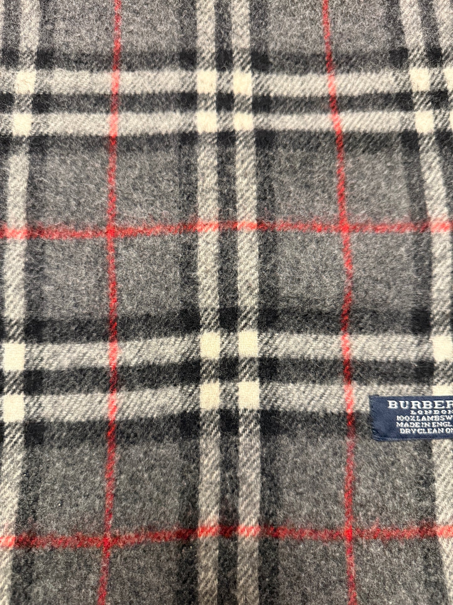 Burberry Schal 100% Lammwolle Vintage – Grau