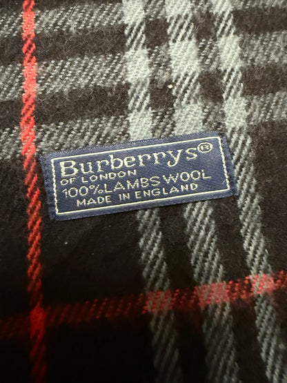 Burberry Schal 100% Lammwolle Vintage – Schwarz / Rot / Weiß