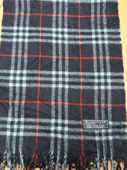Burberry Schal 100% Lammwolle Vintage – Blau / Weiß / Rot
