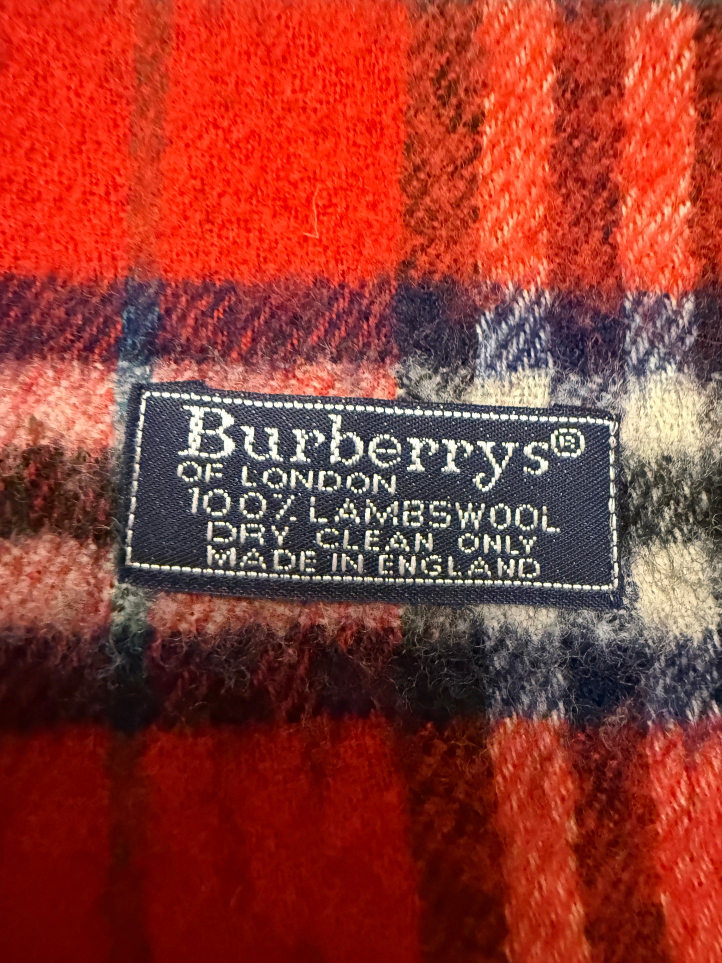 Burberry Schal 100% Lammwolle Vintage – Rot