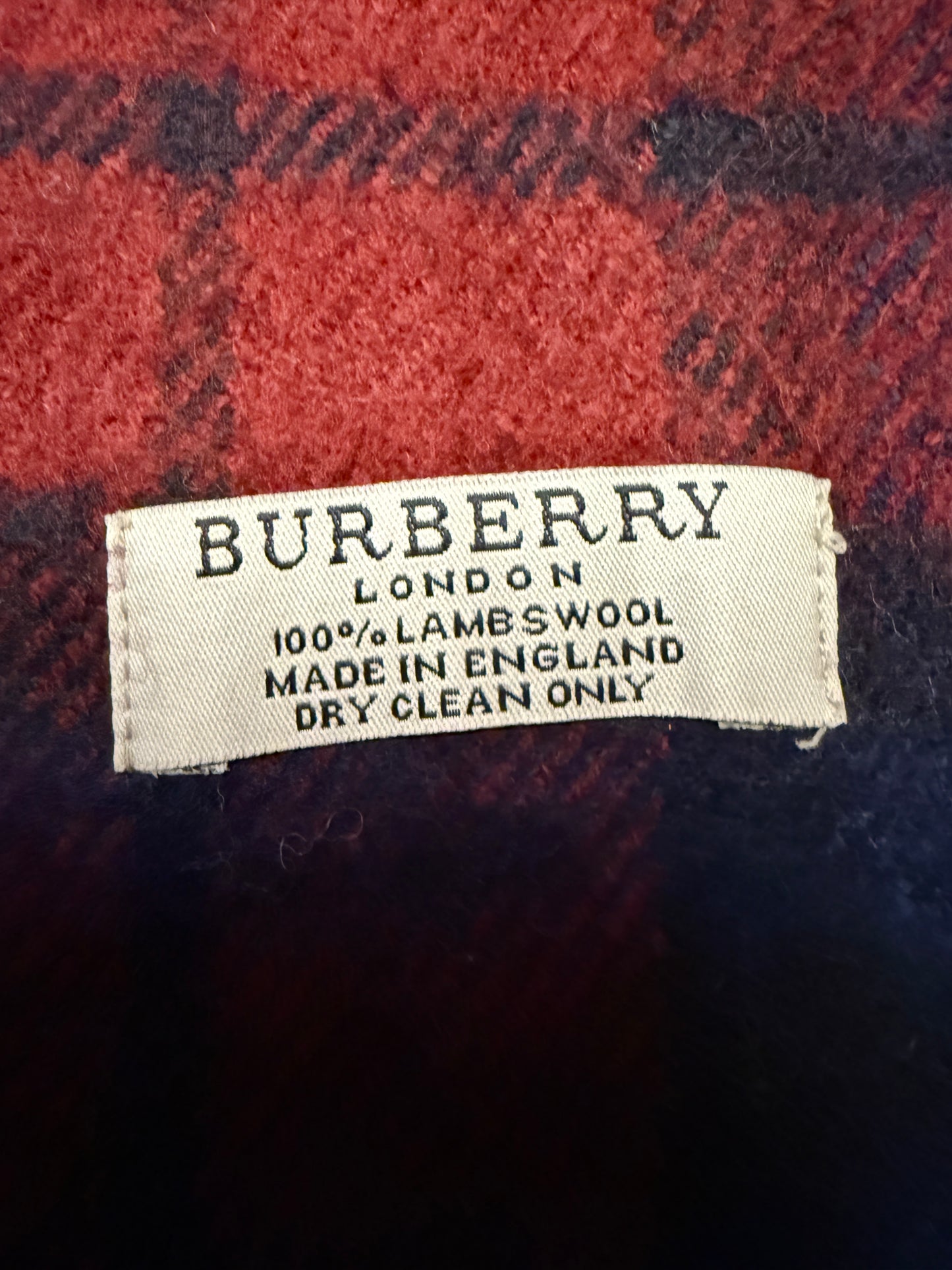 Burberry Schal 100% Lammwolle Vintage – Blau/Rot