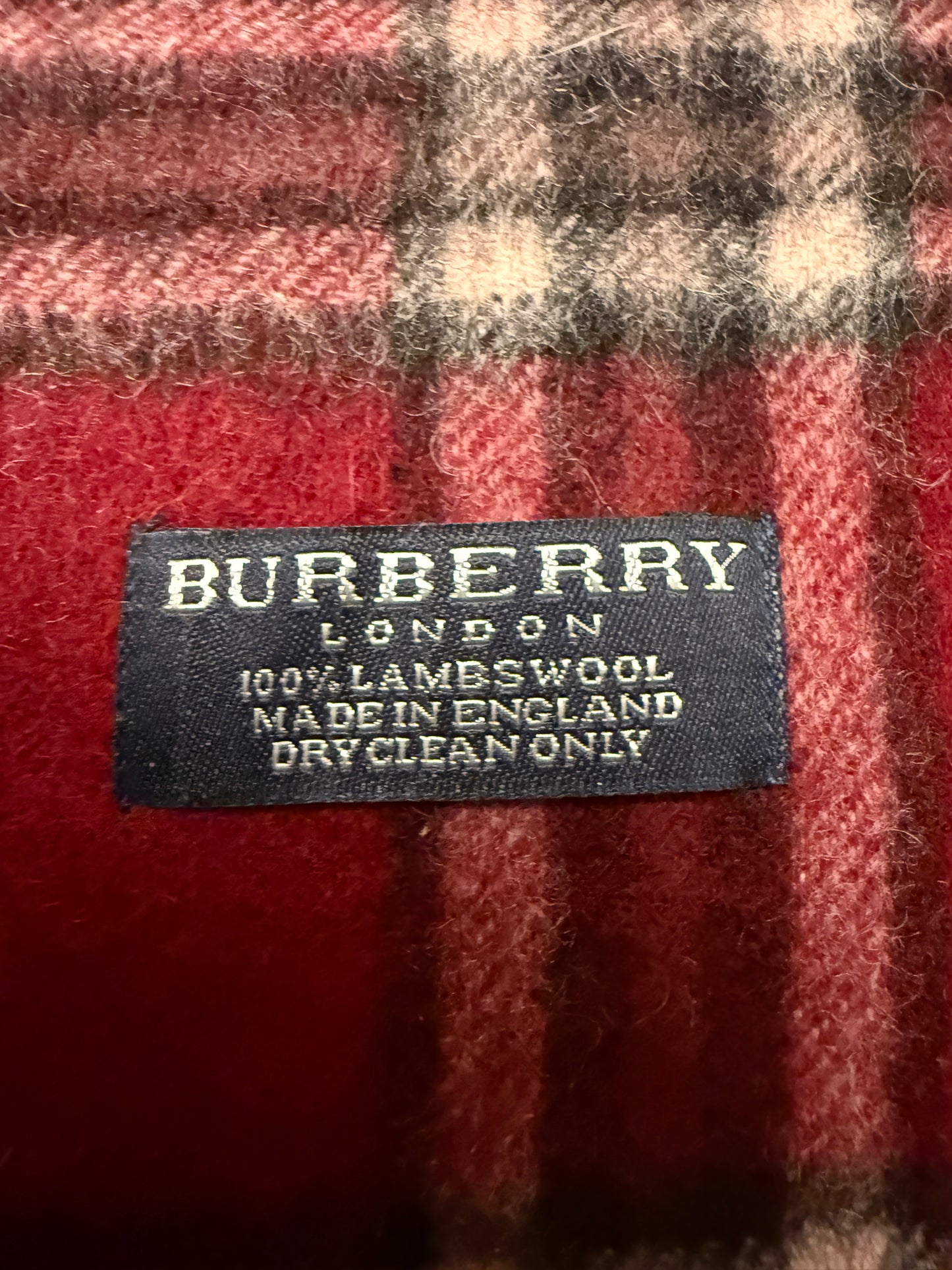 Burberry Schal 100% Lammwolle Vintage – Rot