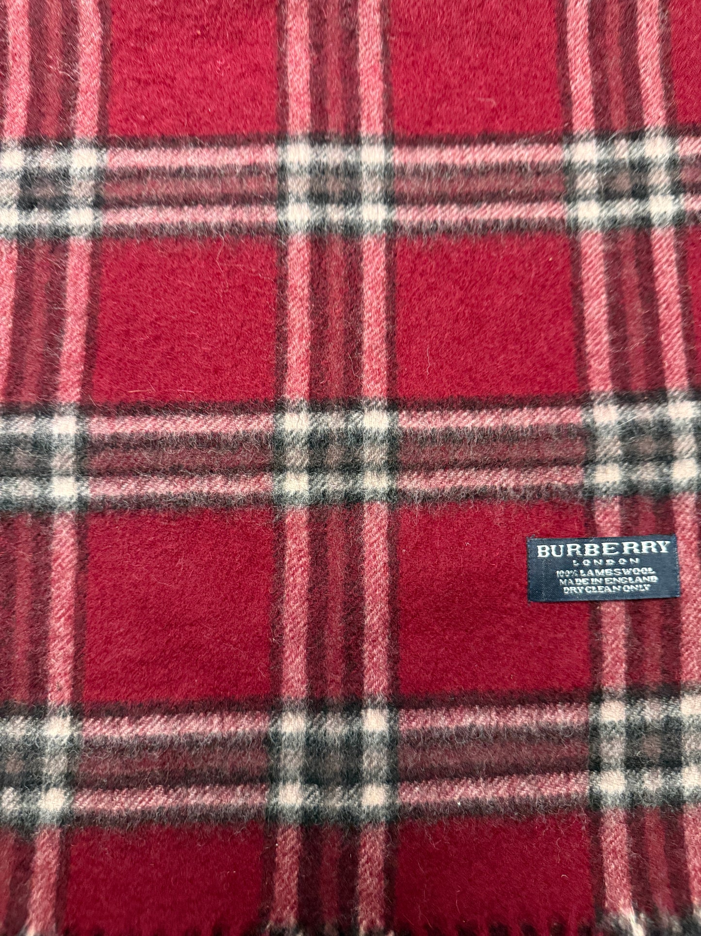 Burberry Schal 100% Lammwolle Vintage – Rot