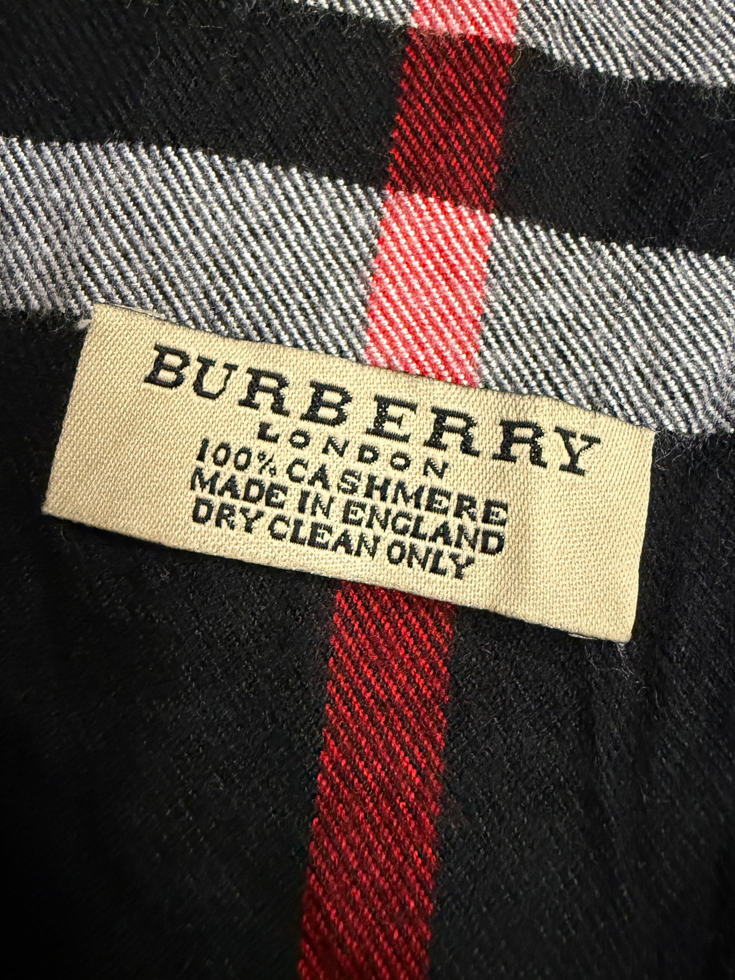 Burberry Schal 100% Kaschmir Vintage – Schwarz/Weiss/Rot