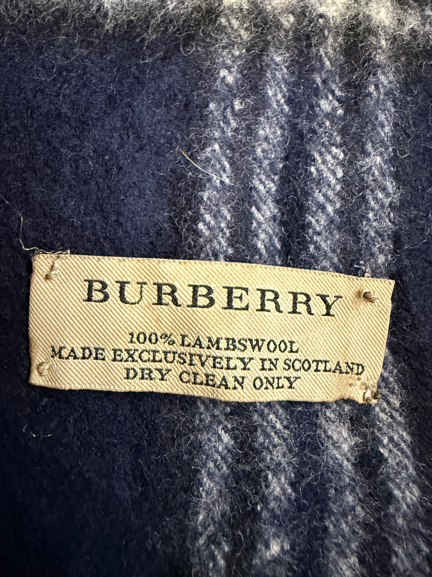 Burberry Schal 100% Lammwolle Vintage – Blau/Weiß