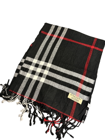 Burberry Schal 100% Kaschmir Vintage – Schwarz/Weiss/Rot