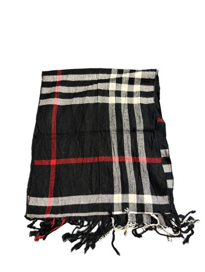 Burberry Schal 100% Kaschmir Vintage – Schwarz/Weiss/Rot