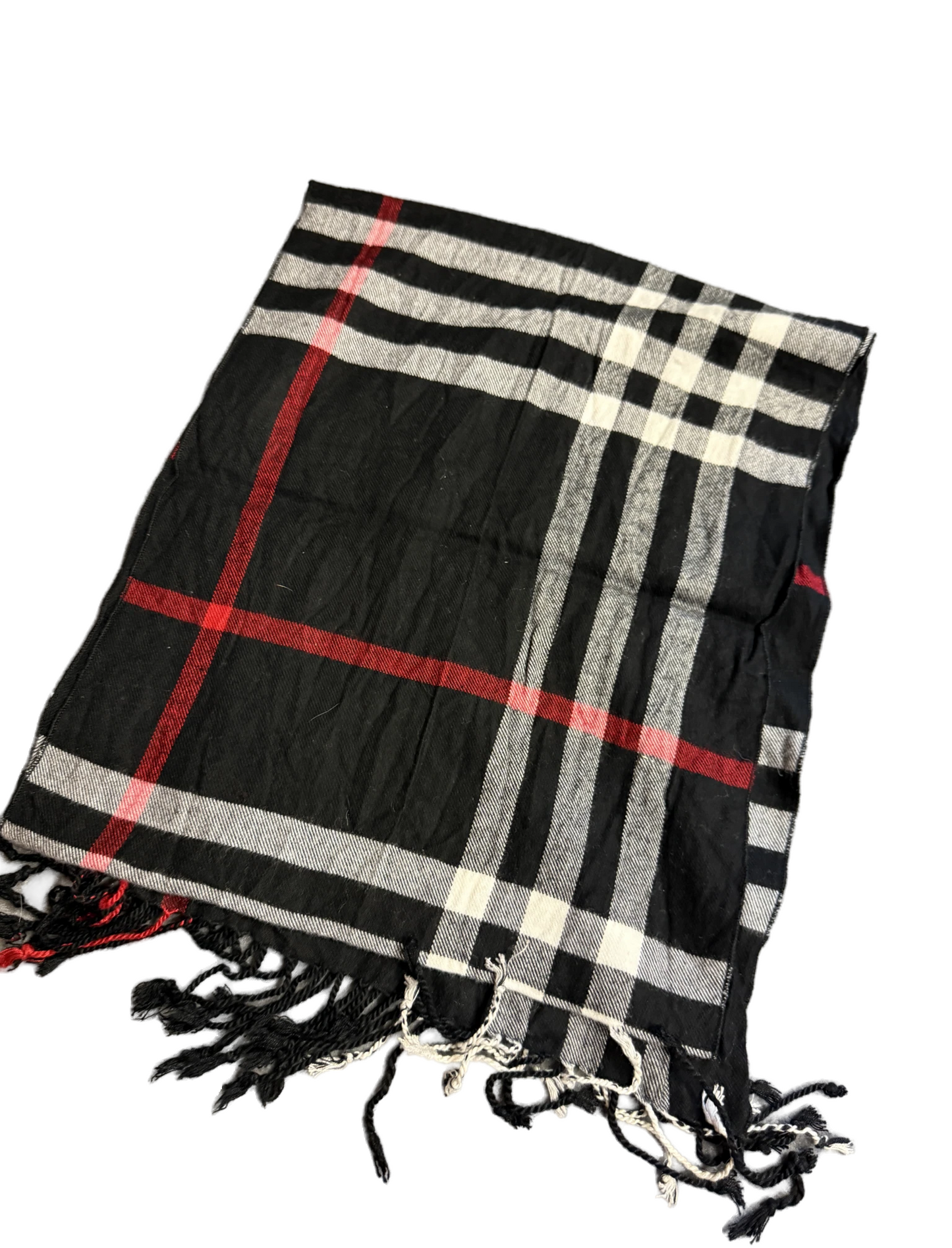Burberry Schal 100% Kaschmir Vintage – Schwarz/Weiss/Rot