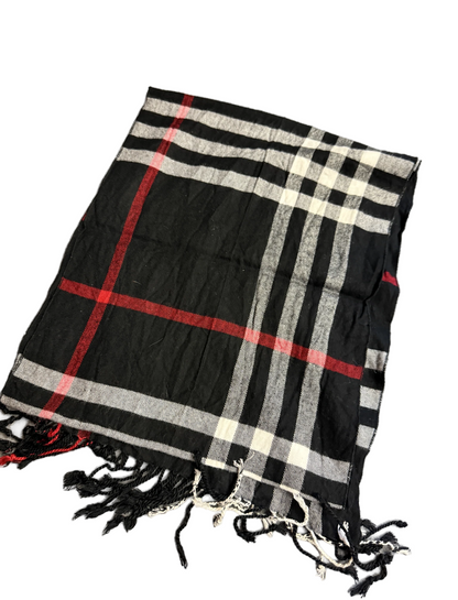 Burberry Schal 100% Kaschmir Vintage – Schwarz/Weiss/Rot