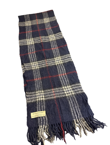 Burberry Schal 100% Lammwolle Vintage – Blau/Weiß
