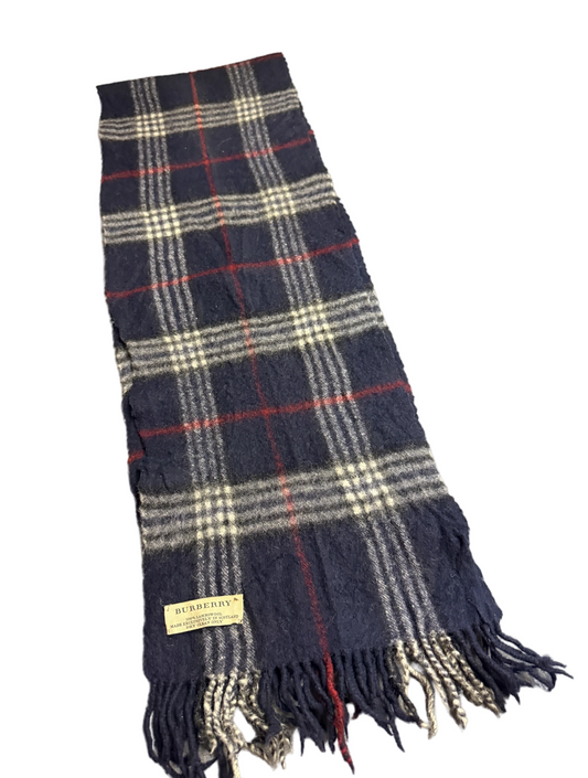 Burberry Schal 100% Lammwolle Vintage – Blau/Weiß
