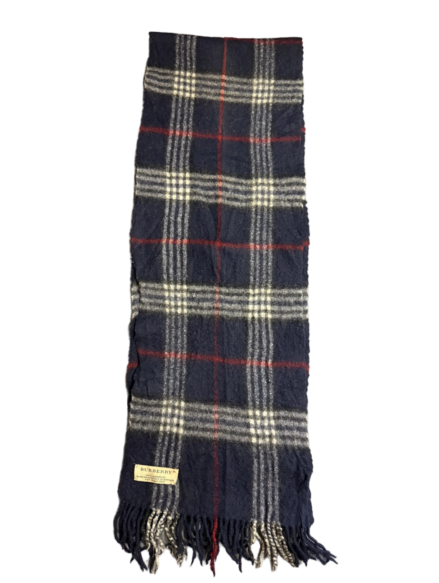 Burberry Schal 100% Lammwolle Vintage – Blau/Weiß