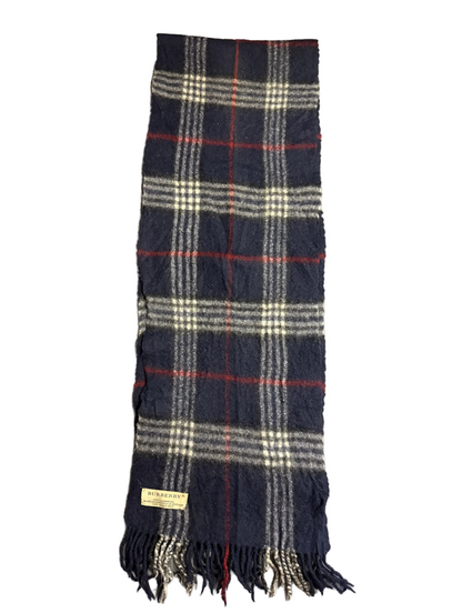 Burberry Schal 100% Lammwolle Vintage – Blau/Weiß
