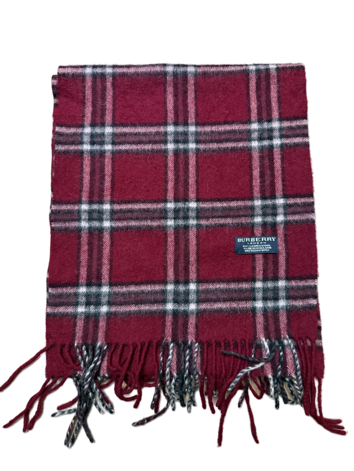 Burberry Schal 100% Lammwolle Vintage – Rot