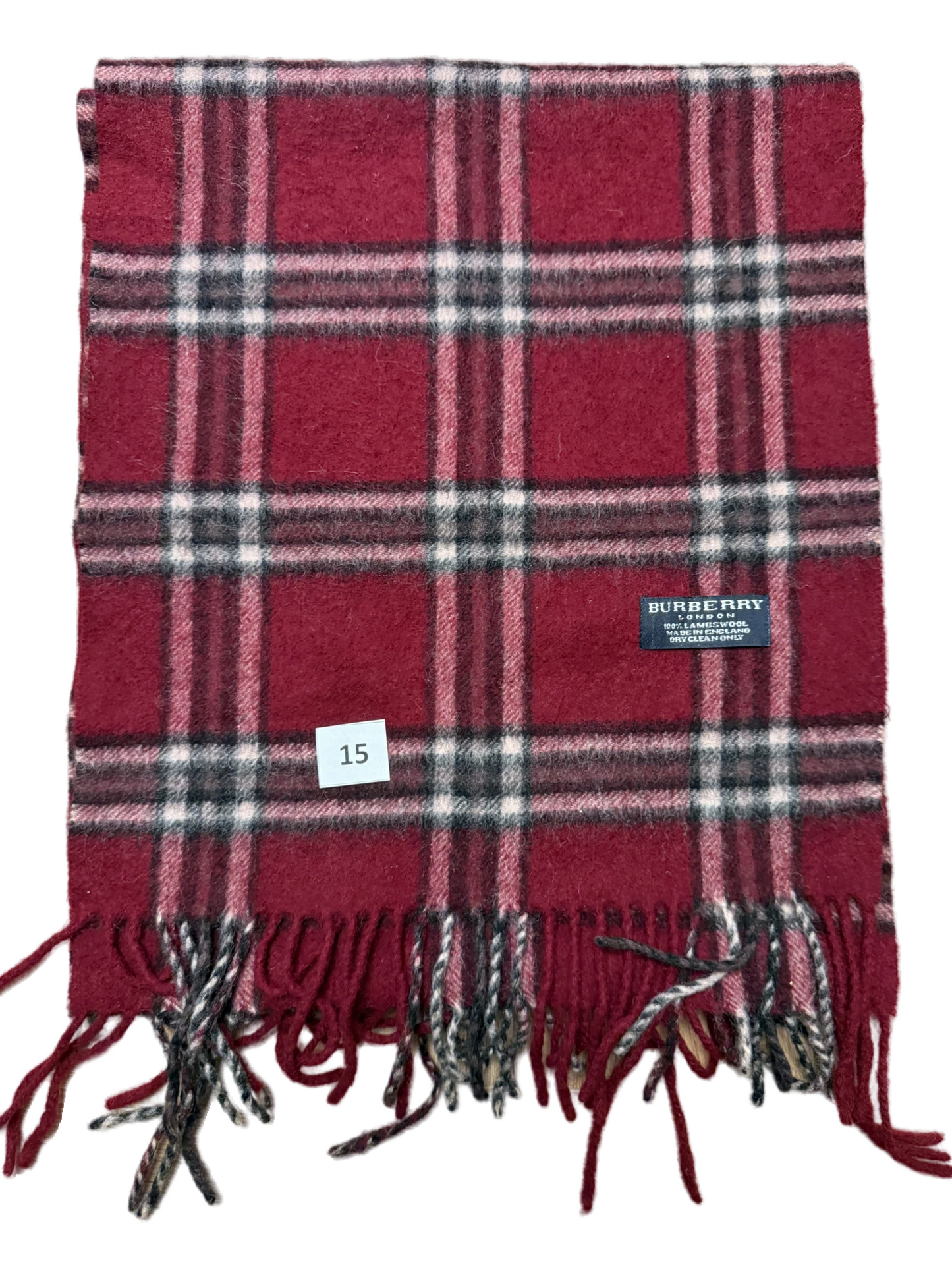 Burberry Schal 100% Lammwolle Vintage – Rot