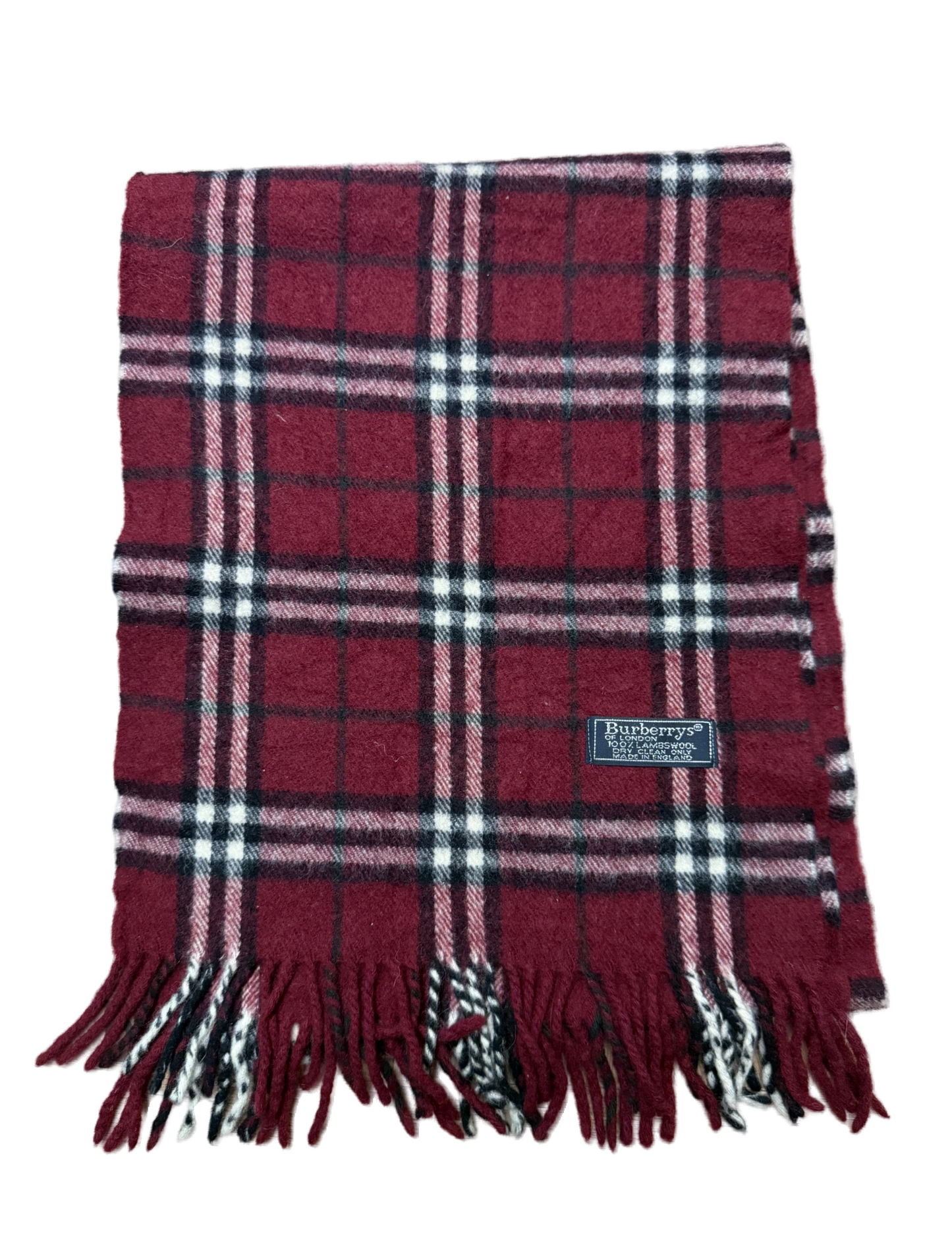 Burberry Schal 100% Lammwolle Vintage – Rot
