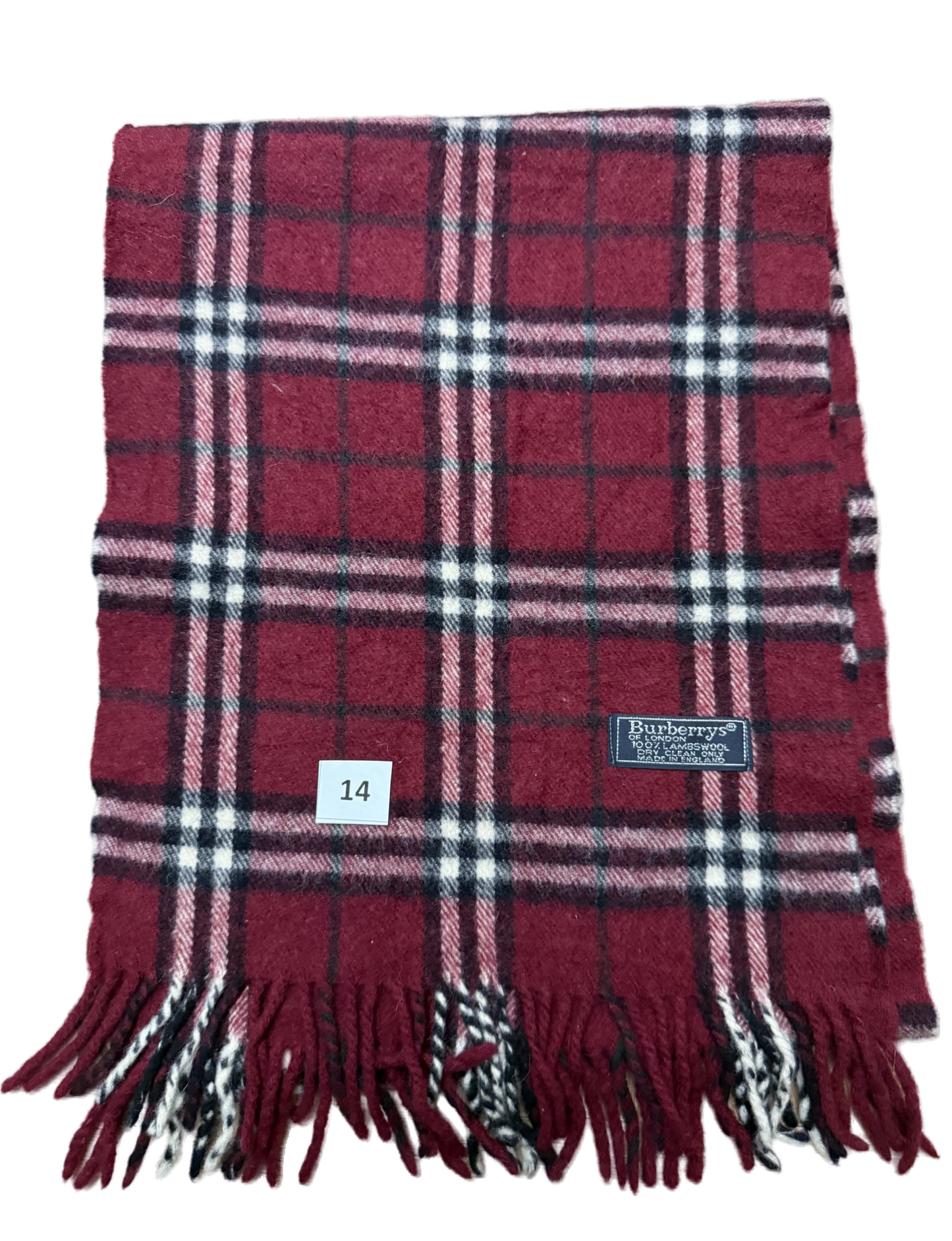 Burberry Schal 100% Lammwolle Vintage – Rot