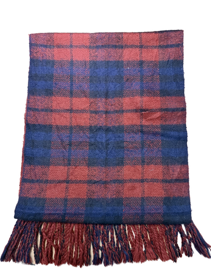 Burberry Schal 100% Lammwolle Vintage – Blau/Rot