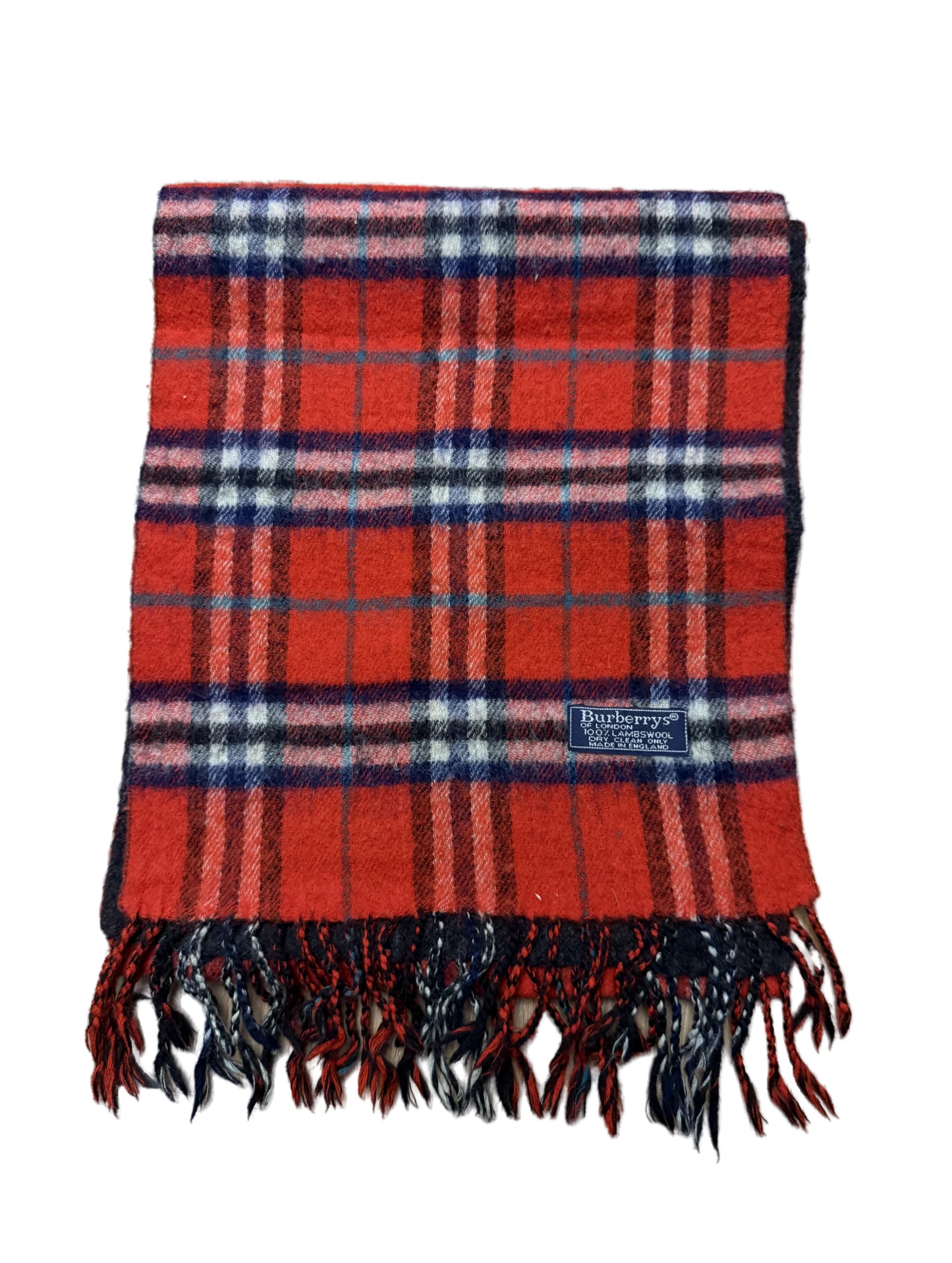 Burberry Schal 100% Lammwolle Vintage – Rot