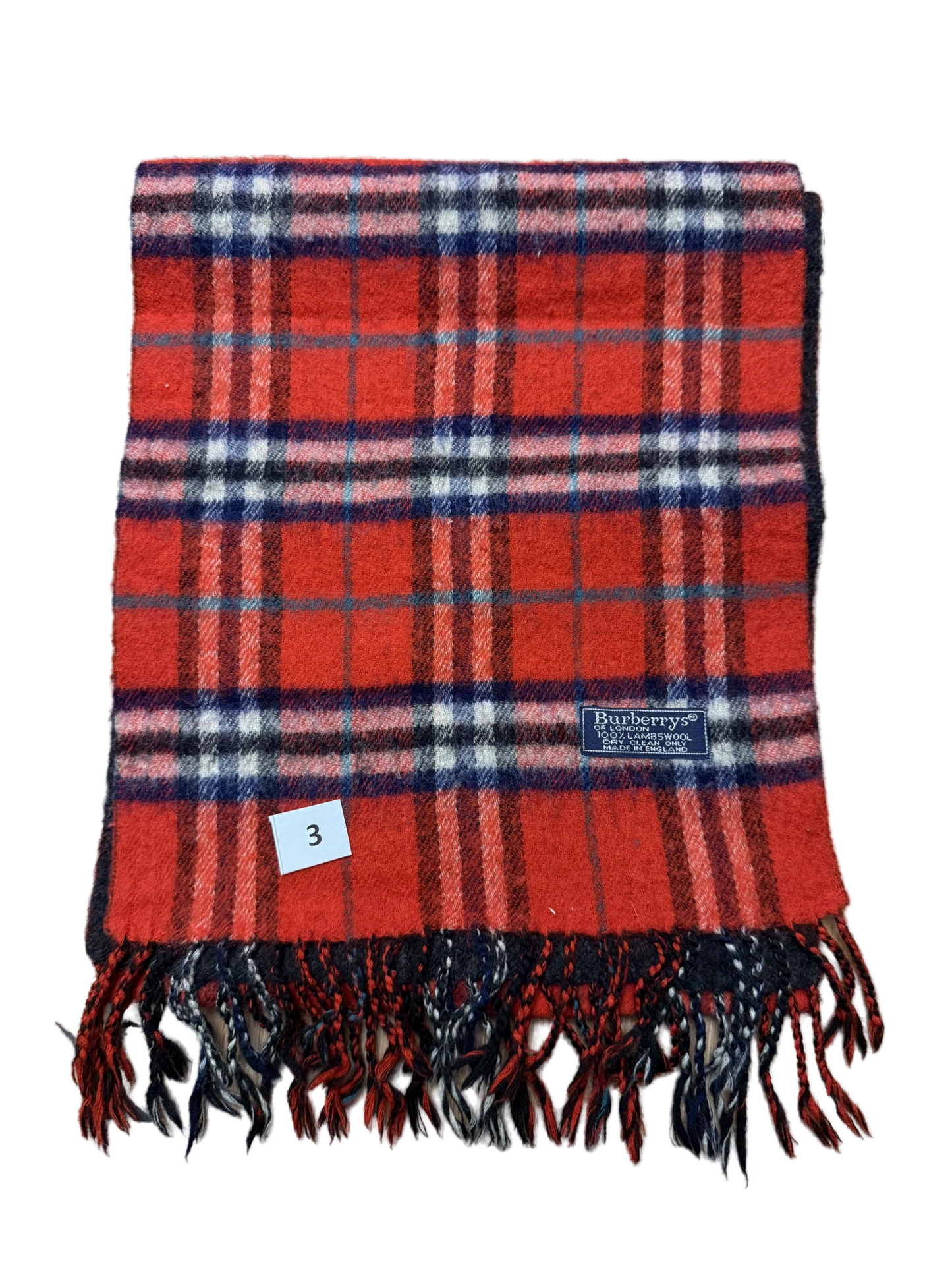 Burberry Schal 100% Lammwolle Vintage – Rot