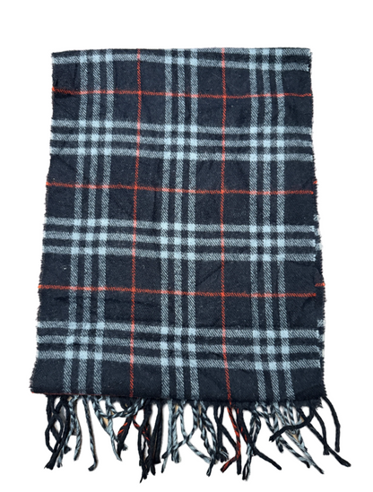 Burberry Schal 100% Lammwolle Vintage – Blau / Weiß / Rot