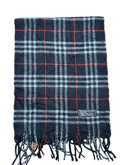 Burberry Schal 100% Lammwolle Vintage – Blau / Weiß / Rot