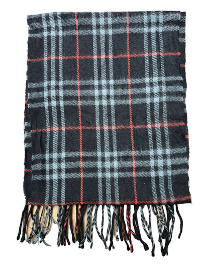 Burberry Schal 100% Lammwolle Vintage – Schwarz / Rot / Weiß