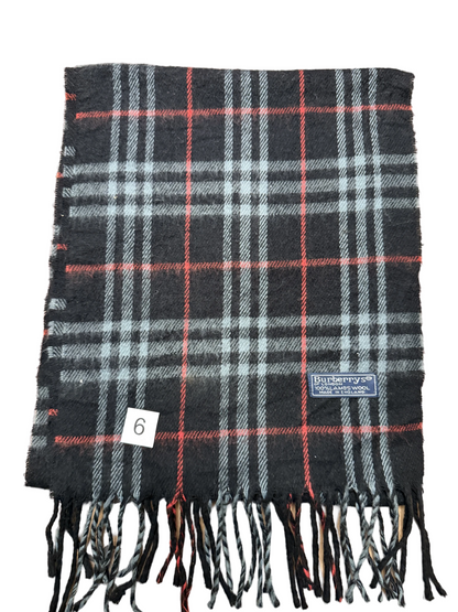 Burberry Schal 100% Lammwolle Vintage – Schwarz / Rot / Weiß