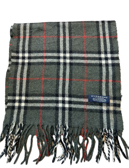 Burberry Schal 100% Lammwolle Vintage – Grün/Grau