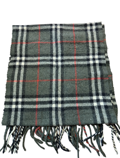 Burberry Schal 100% Lammwolle Vintage – Grün/Grau