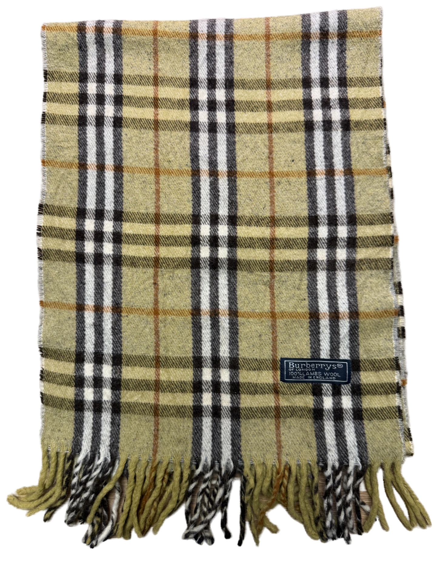 Burberry Schal 100% Lammwolle Vintage – Gelb