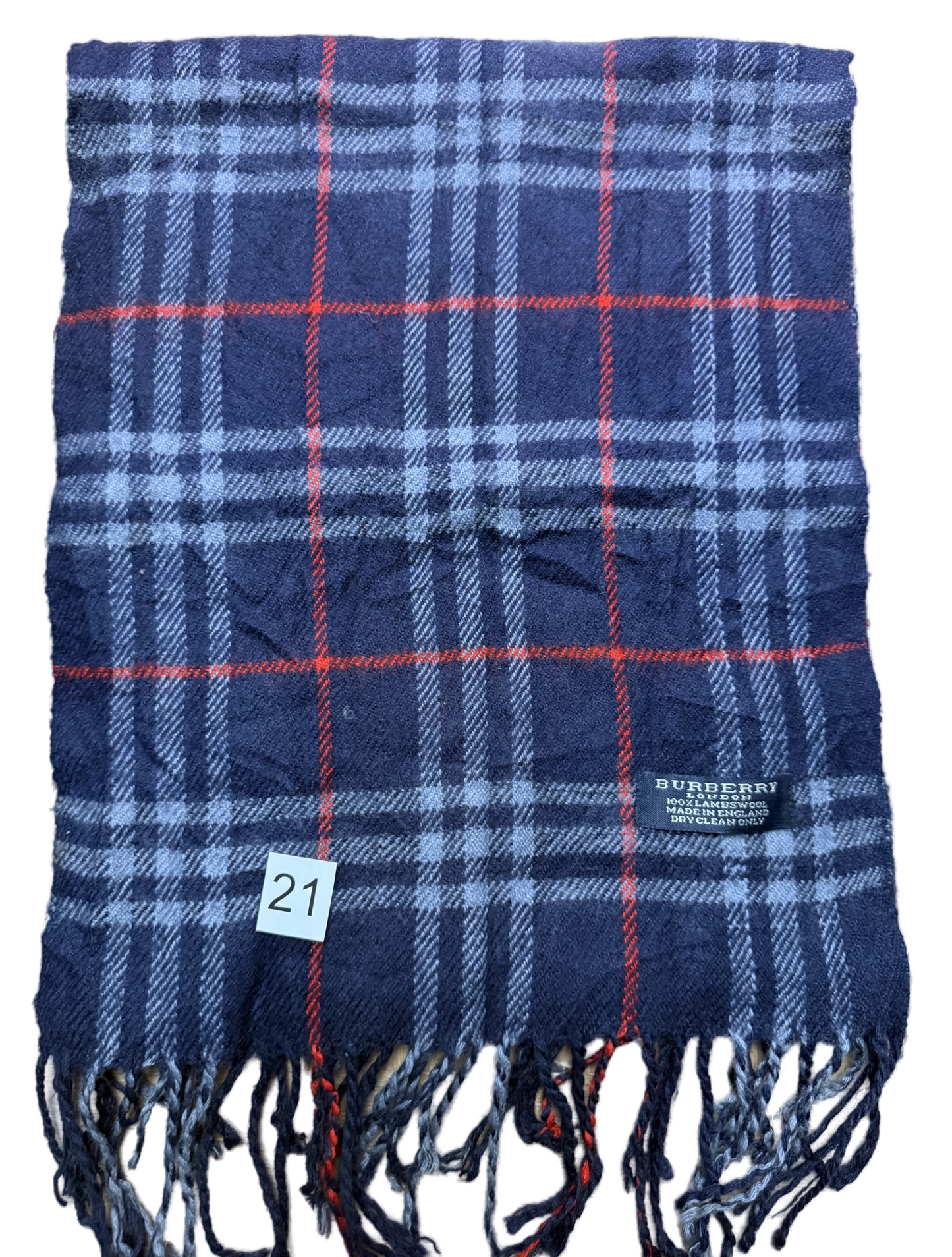 Burberry Schal 100% Lammwolle Vintage – Blau