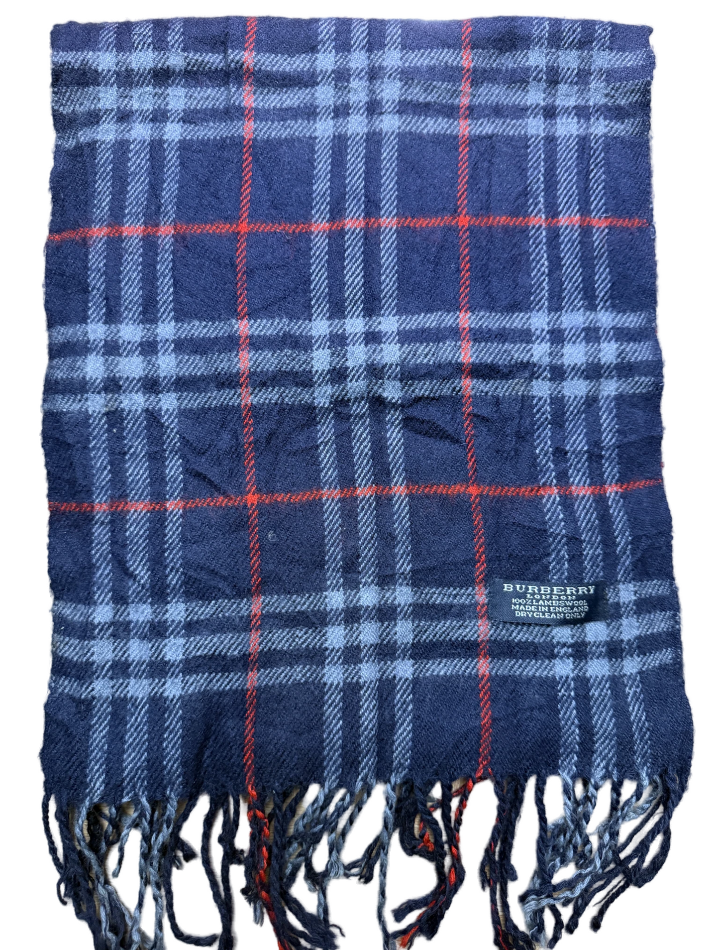 Burberry Schal 100% Lammwolle Vintage – Blau