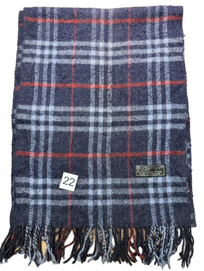 Burberry Schal 100% Lammwolle Vintage – Blau