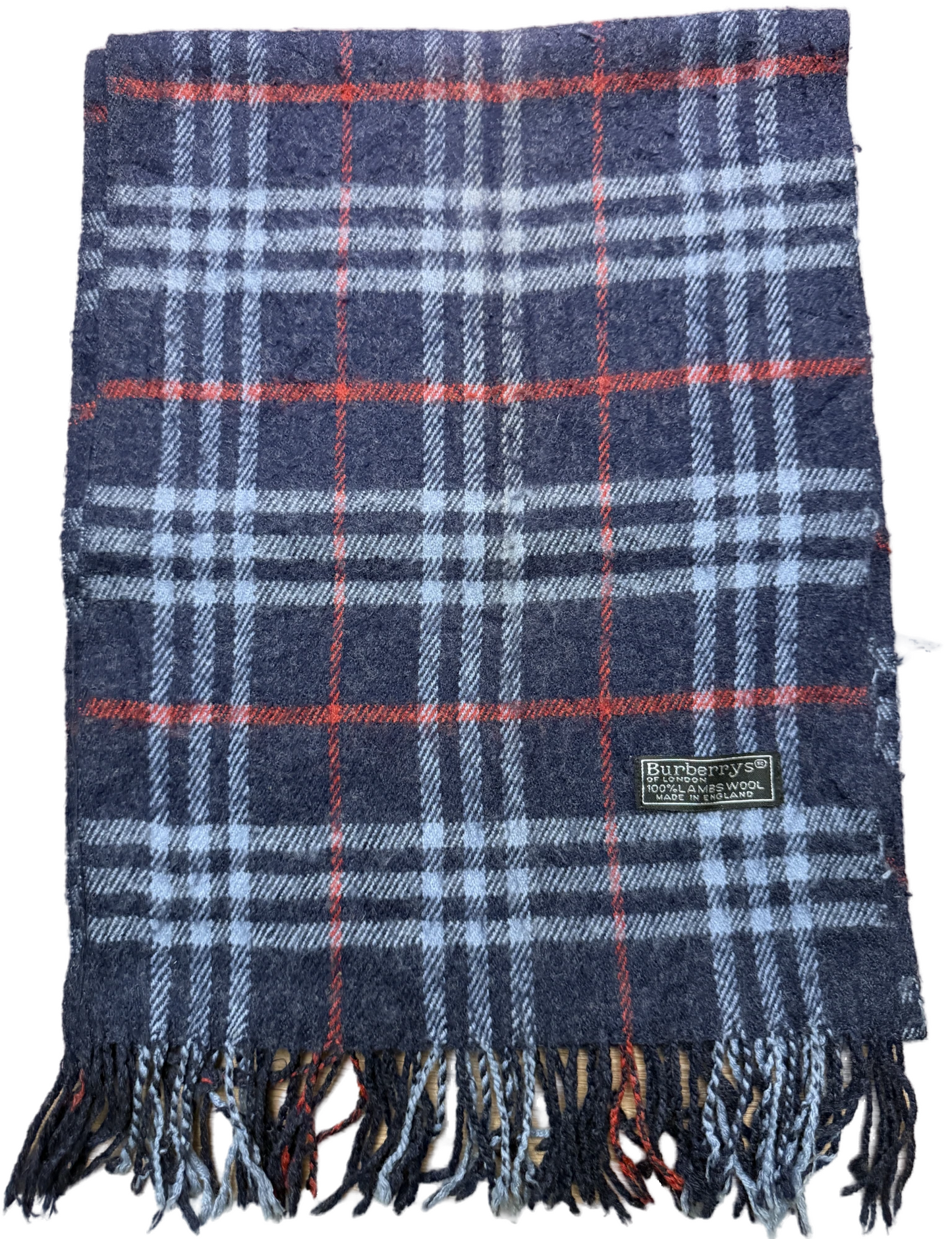 Burberry Schal 100% Lammwolle Vintage – Blau