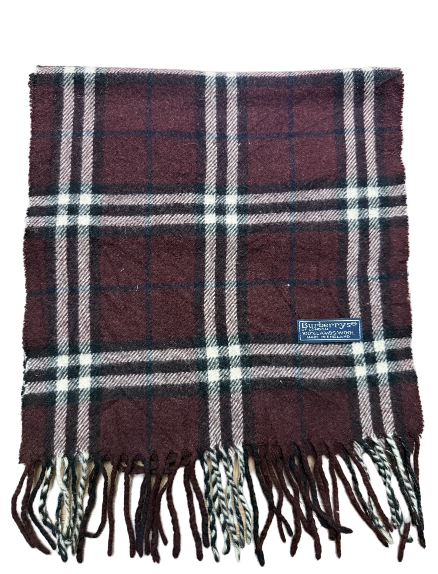 Burberry Schal 100% Lammwolle Vintage – Rot